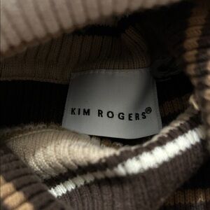 Kim Rogers Men's Turtleneck Sweater in Brown and Cream